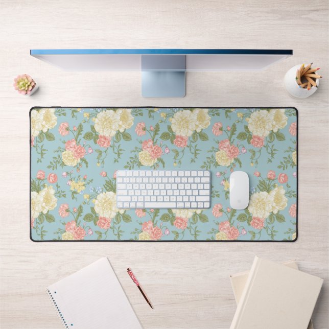 Garden Peony Floral Pattern Desk Mat (Office 1)