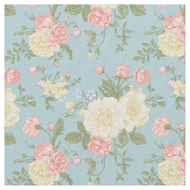 Garden Peony Floral Pattern Fabric (Close Up)