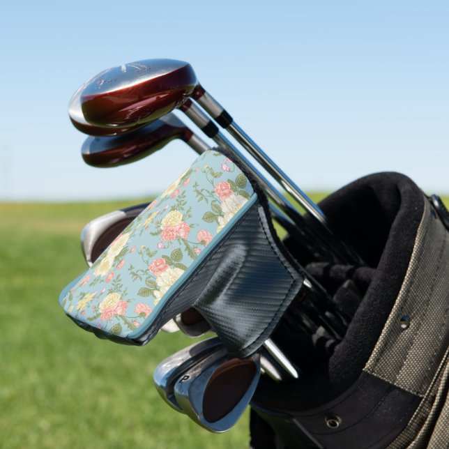Garden Peony Floral Pattern Golf Head Cover (In Situ)