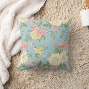 Garden Peony Floral Pattern Throw Pillow