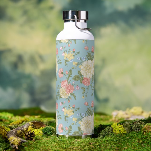 Garden Peony Floral Pattern Water Bottle (Outdoor)