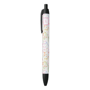 Garden Personalized Wildflowers Floral Pattern Black Ink Pen