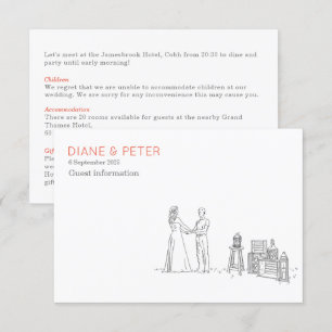 Garden Picnic Minimalist Black and White Wedding Enclosure Card