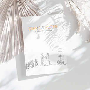 Garden Picnic Minimalist Black and White Wedding  Invitation