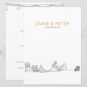 Garden Picnic Minimalist Black and White Wedding Menu
