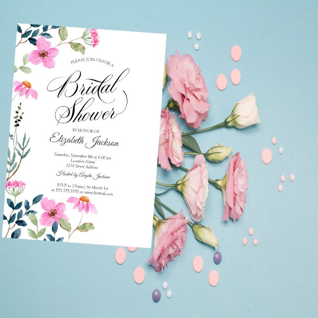 Garden Pink Flowers  Bridal Shower  Invitation (Creator Uploaded)