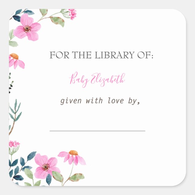 Garden Pink Flowers Pregnancy  Square Sticker (Front)