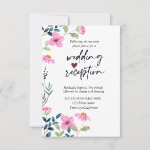 Garden Pink Flowers  Reception  Invitation