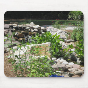Garden Pond Waterfall Mouse Pad
