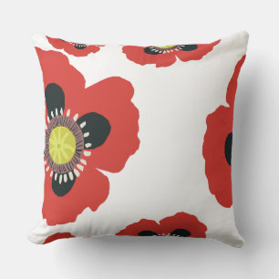 garden poppies throw pillow