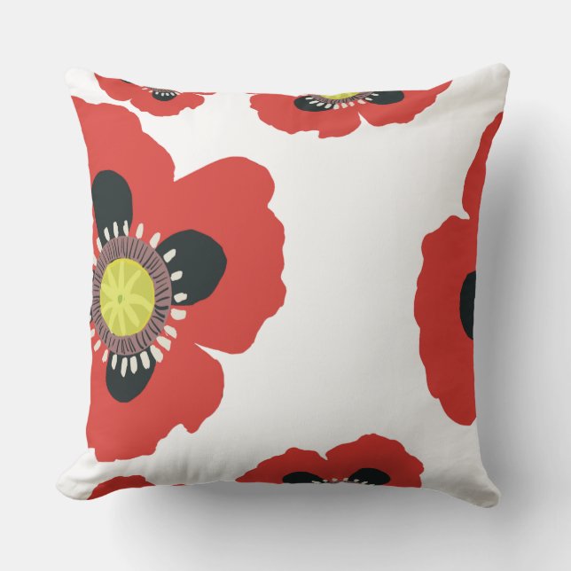 garden poppies throw pillow (Front)