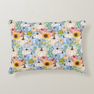 Garden Pumpkins And Sunflowers  Accent Pillow