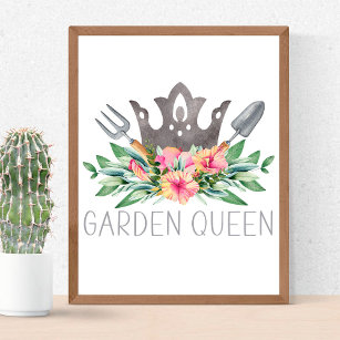 Garden Queen Boho Watercolor Gardener  Poster
