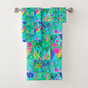 Garden Quilt Painting with Hydrangea and Blues Bath Towel Set