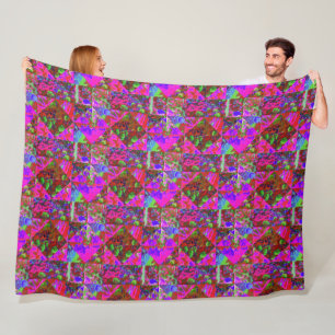 Garden Quilt Painting with Lime Green Hydrangea Fleece Blanket