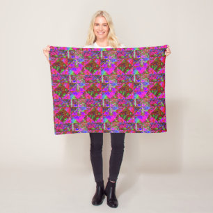 Garden Quilt Painting with Lime Green Hydrangea Fleece Blanket