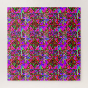 Garden Quilt Painting with Lime Green Hydrangea Jigsaw Puzzle