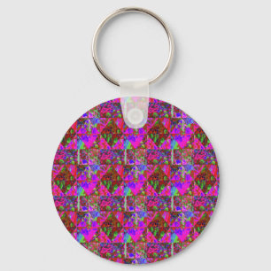 Garden Quilt Painting with Lime Green Hydrangea Keychain