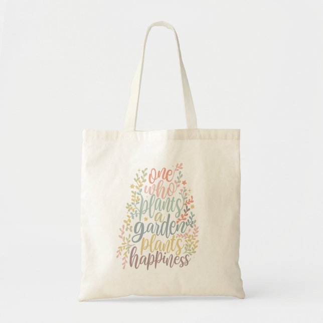 Garden Quote Hand Lettered Doodle Colours Tote Bag (Front)
