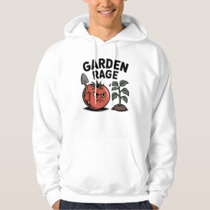 Garden Rage – Angry Tomato with Shovel Cartoon Hoodie