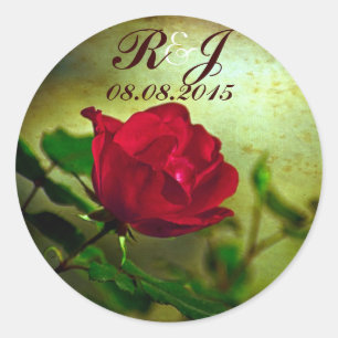 garden red rose steampunk gothic wedding classic round sticker