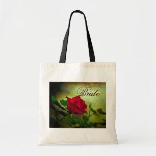 garden red rose steampunk gothic wedding tote bag