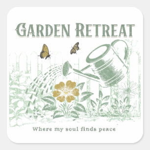 Garden Retreat – Where My Soul Finds Peace Square Sticker