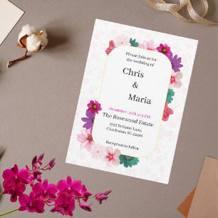 Garden Romance: Light Pink Floral Wedding  Invitation