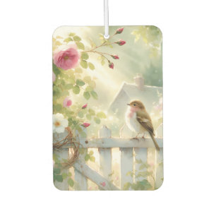 Garden Rose Bird Watercolor Scene Air Freshener