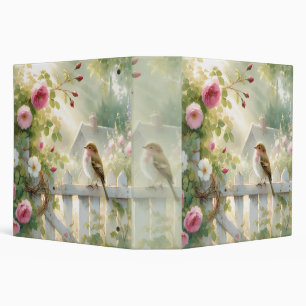 Garden Rose Bird Watercolor Scene Binder