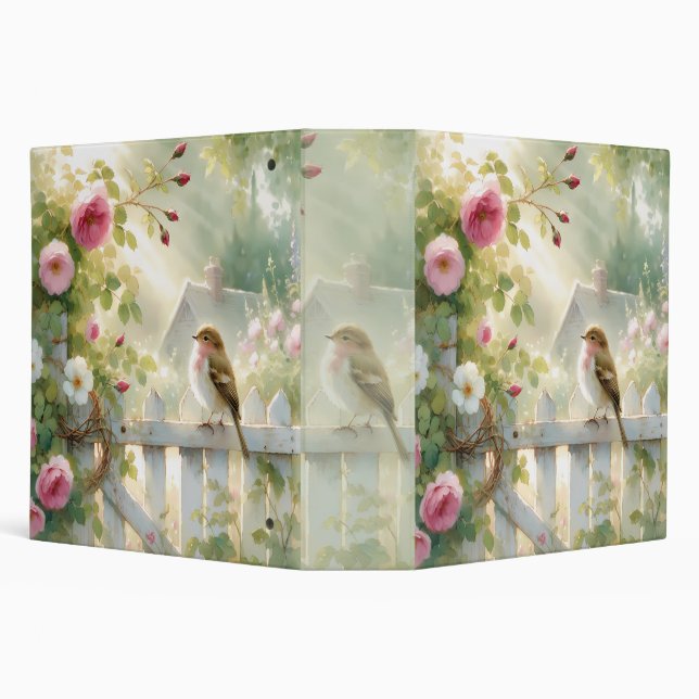 Garden Rose Bird Watercolor Scene Binder (Background)