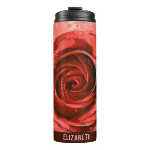Garden Rose Black Custom Thermal Tumbler
