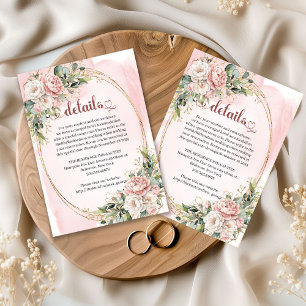Garden Rose Gold Flowers Greenery Details Card