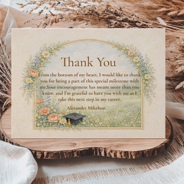 Garden Rose Graduation Celebration Thank You Card (Creator Uploaded)