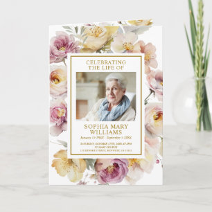 Garden Rose Photo Memorial Funeral Programs