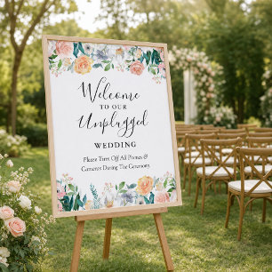 Garden Rose Unplugged Wedding Sign