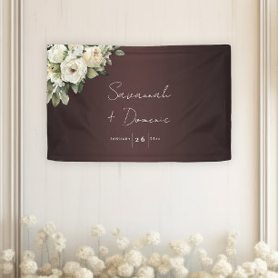 Garden Roses and Marsala Wedding  Banner