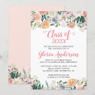 Garden Roses Bloom Floral Class of 2022 Graduation Invitation