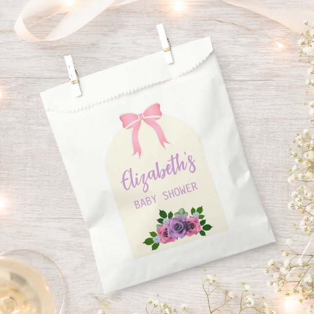 Garden Roses Pink Baby Shower Favour Bag (Clipped)