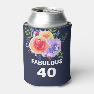 Garden Roses Watercolor Flowers Fabulous 40 Can Cooler