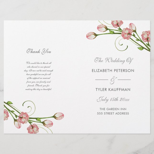Garden Roses - wedding program (Front)