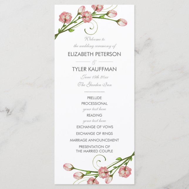 Garden Roses Wedding Program (Front)