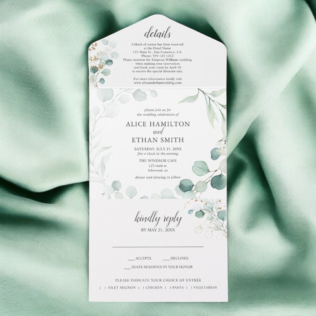Garden Rustic Greenery Eucalyptus Wedding All In One Invitation (Creator Uploaded)