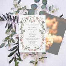 Garden Sage Green Mariage Photo Invitation