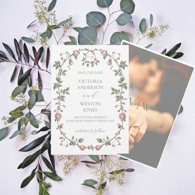Garden Sage Green Save The Date Invitation Photo (Creator Uploaded)