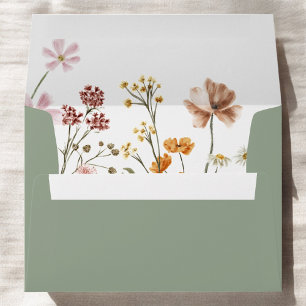 Garden Sage Green Wildflower Bridal Shower Envelope