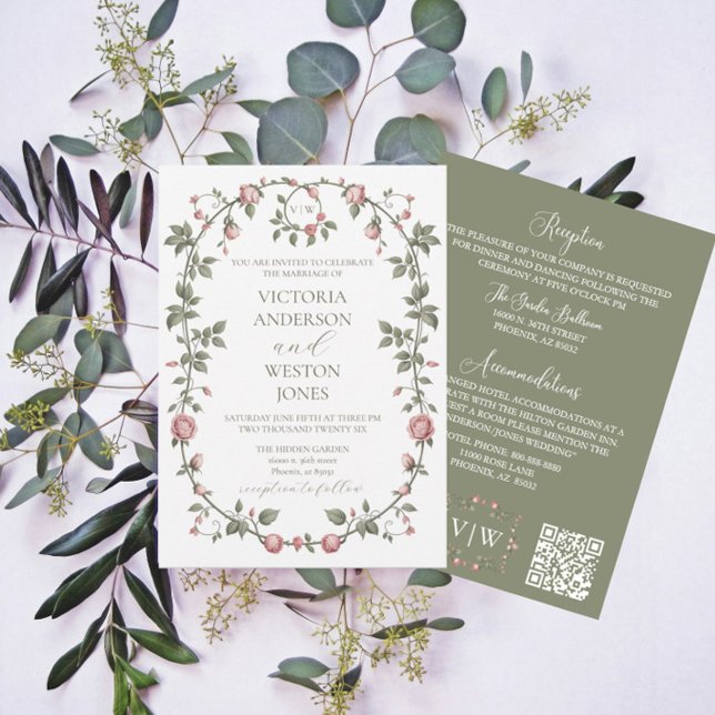 Garden Sage Mariage vert tout en une invitation (Créateur téléchargé)