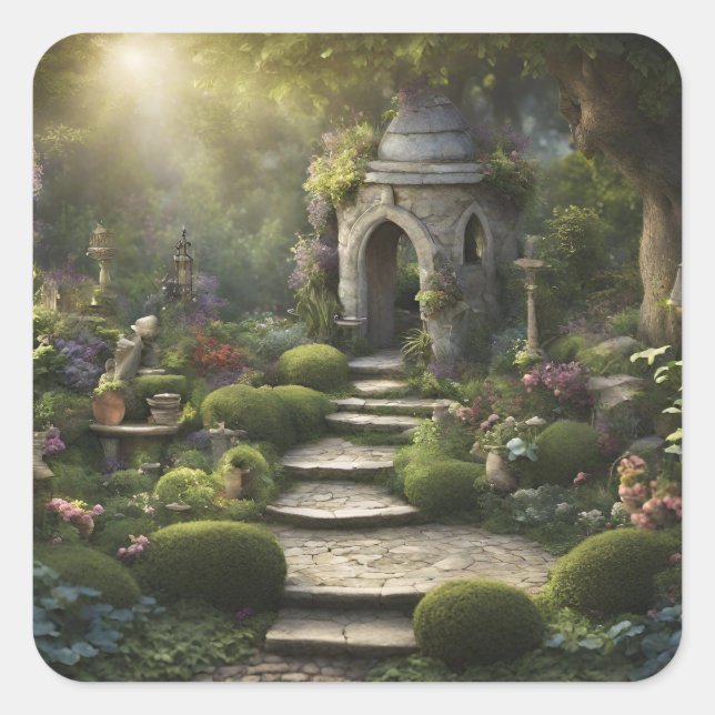 Garden Sanctuary Art Square Sticker (Front)