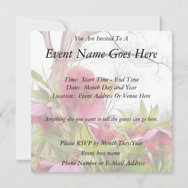 Garden Scene - Hellebores And Old Oak Invitation (Front)