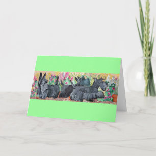 Garden Scottish Terriers Card